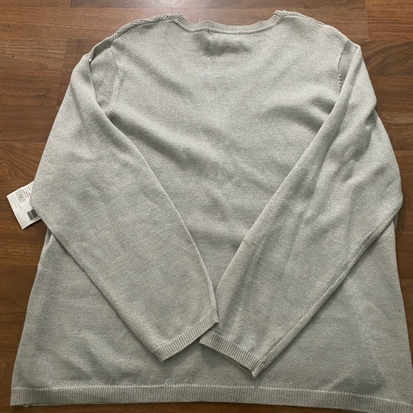 Womens Sag Harbor Metallic Silver Top combo blouse Size 1X - Picture 2 of 4